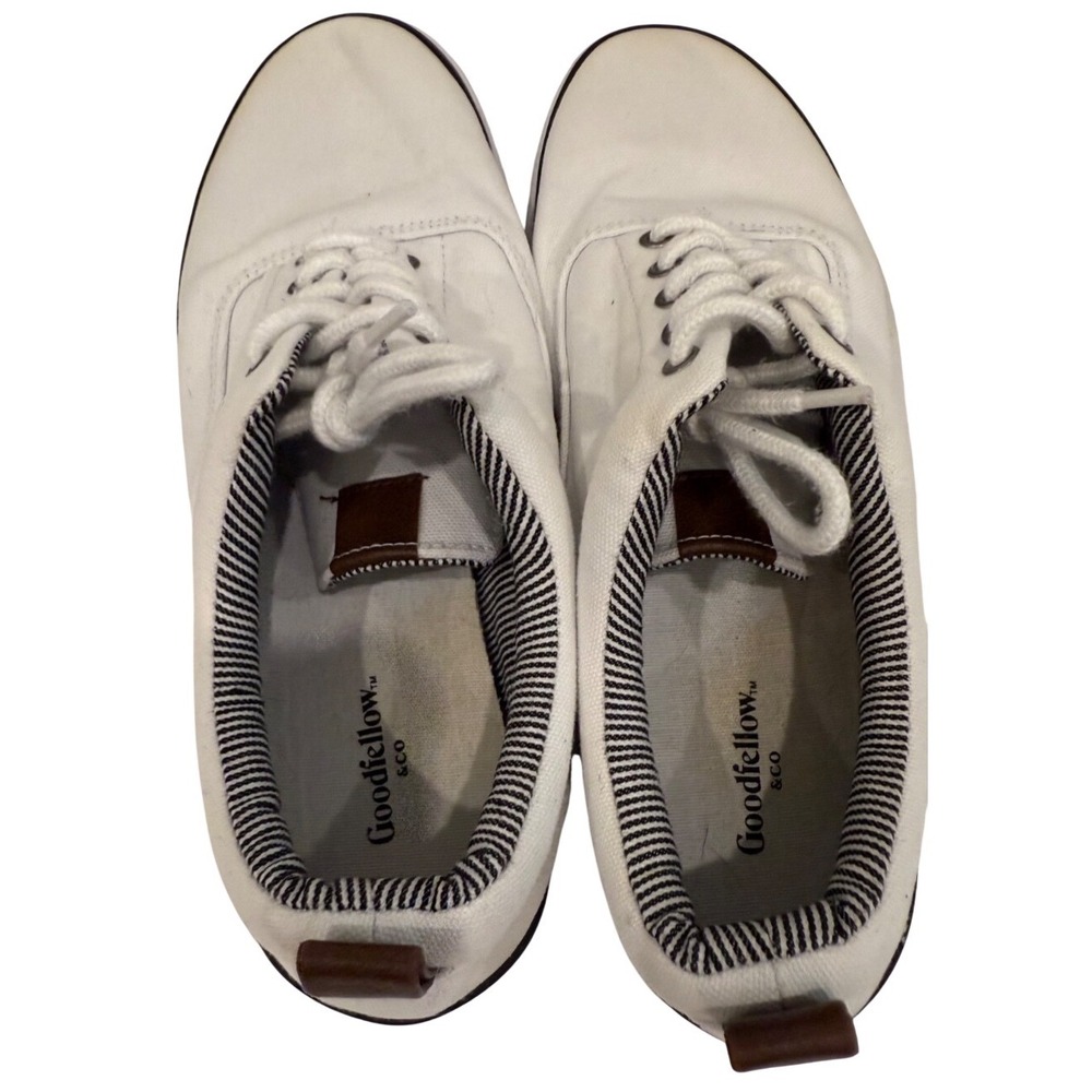 Goodfellow & Co Mens Brady White Canvas Lace Up Low Top Sneaker Shoe Size 8 - Picture 5 of 8